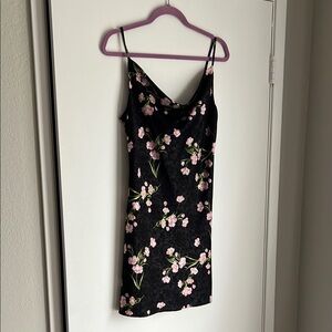 Topshop Black Dress with Pink Floral Design